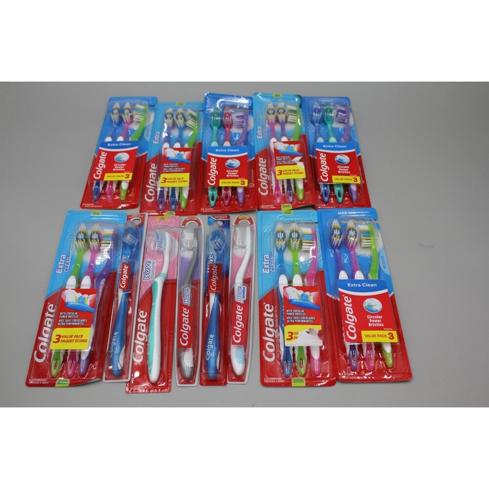 QTY:29 NEW Colgate Toothbrush Wave Clean HUGE LOT Medium, Soft, Ultra Bristles